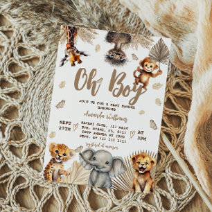 O Boy Safari Dieren Boho Baby Shower Kaart