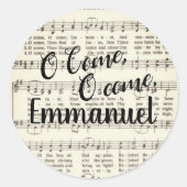 O Come, Sticker Rond Classique Emmanuel (Devant)