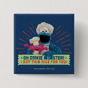 O Cookie Monster! Ik heb dit mooie voor je Vierkante Button 5,1 Cm