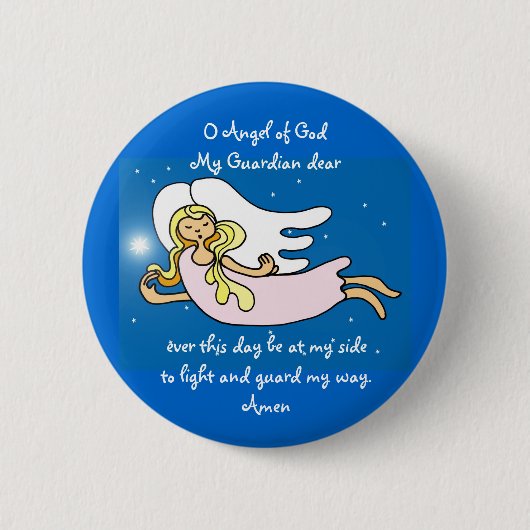 O engel van God, mijn beschermer Ronde Button 5,7 Cm (Voorkant)
