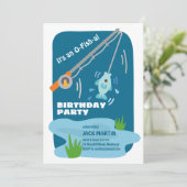 O-Fish-al Pêche Thème Anniversaire Invitation (Debout devant)