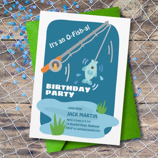 O-Fish-al Pêche Thème Anniversaire Invitation