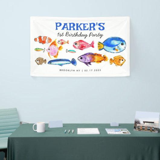 O-Fish-al Reel Fun Gevist Verjaardag Welkom Spandoek (Beurs)