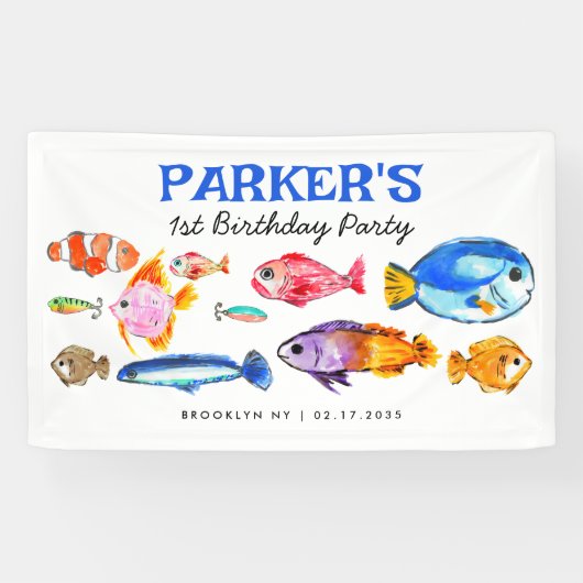 O-Fish-al Reel Fun Gevist Verjaardag Welkom Spandoek (Horizontaal)