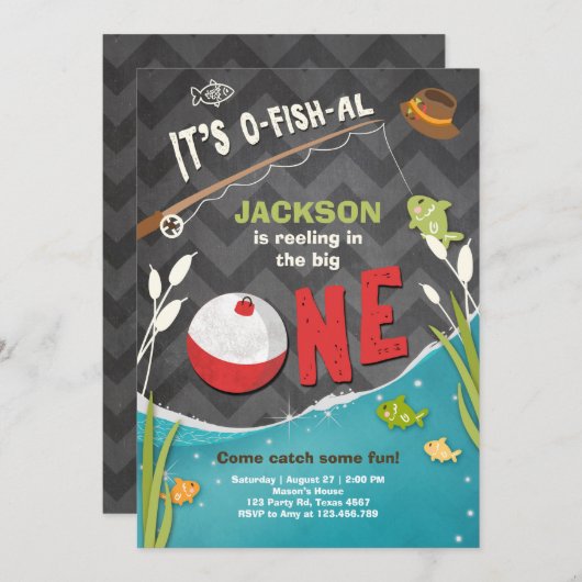 o-fish-al Vissende uitnodiging van de dag De grote (Voorkant / Achterkant)