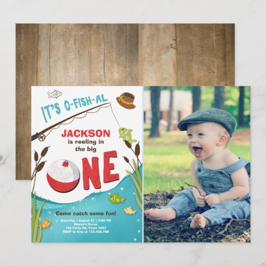 o-fish-al Vissende uitnodiging van de dag De grote (Voorkant / Achterkant)