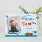 O-fish-all Big ONE verjaardagsuitnodiging Boy foto Kaart (Staand voorkant)