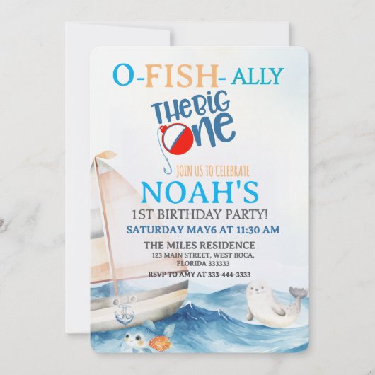 O-Fish-Ally Big Un Anniversaire Invitation (Devant)