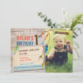 O-Fish-ally Boys First Birthday Fishing Invitation (Debout devant)