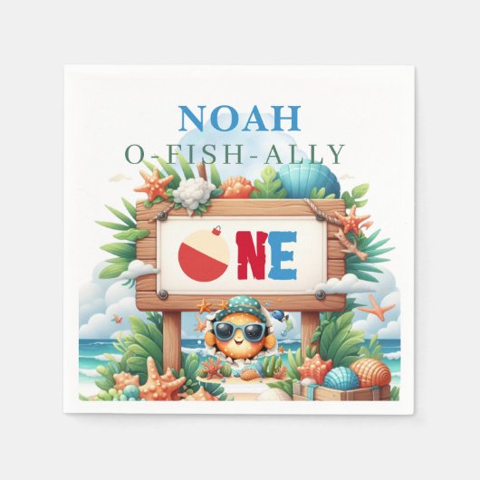 O-Fish-Ally De Grote Vist Verjaardag Servet (Voorkant)