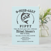 O-fish-ally Fifty Funny Bleu 50ste Verjaardagsfees Kaart (Staand voorkant)