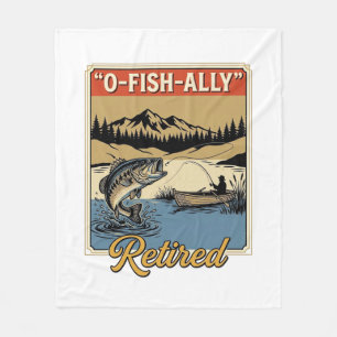 O-Fish-Ally Gepensioneerd Vintage Visshirt Ontwerp Fleece Deken