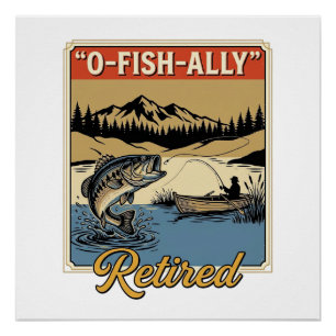 O-Fish-Ally Gepensioneerd Vintage Visshirt Ontwerp Perfect Poster