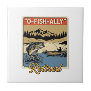 O-Fish-Ally Gepensioneerd Vintage Visshirt Ontwerp Tegeltje