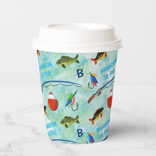 O-Fish-ally, Gevist jongetje 1e verjaardag Papieren Bekers (Voorkant)