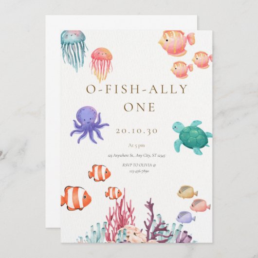 O-Fish-Ally Invitation d'anniversaire (Devant / Derrière)