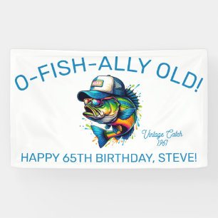 O-Fish-Ally Old! Kleurrijke visverjaardag Spandoek