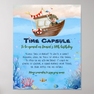 O-fish-ally One Fishing Birthday Time Capsule Sign Poster