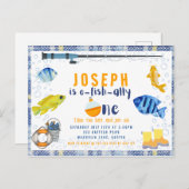 O Fish Ally One Pêche 1er anniversaire Invitation (Devant / Derrière)