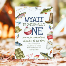 O-Fish-Ally One Pêche 1er anniversaire Invitation