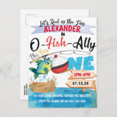 O-Fish-Ally One Pêche 1er anniversaire Invitation (Devant / Derrière)