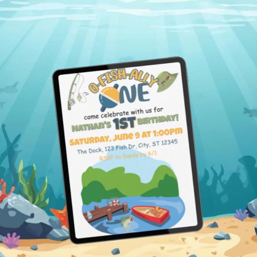 O-FISH-ALLY ONE verjaardagsfeestje Kaart