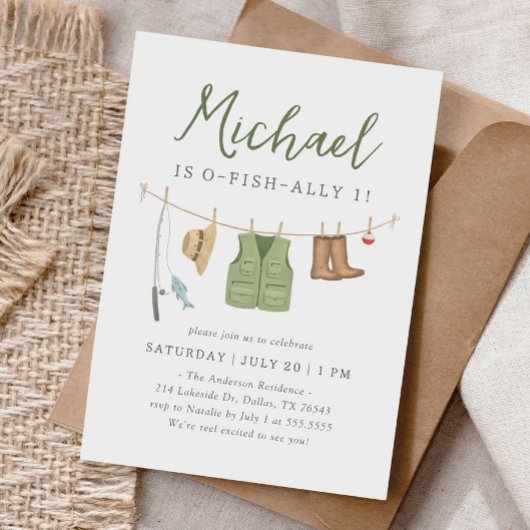 O-Fish-Ally One Vist 1e verjaardag Kaart