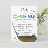 O-Fish-Ally Une pêche Invitation d'anniversaire (Debout devant)