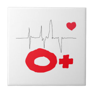 O+ Funky Blood Type Heart Rate Tegeltje