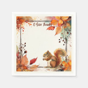 O Geef Dank Thanksgiving Herfst Eekhoorn Servet
