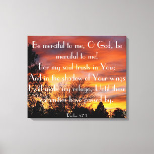 O God, wees genadig voor mij bijbelvers Psalm 57:1 Canvas Afdruk