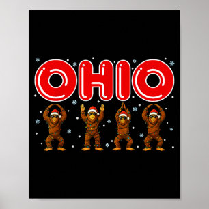 O-h-i-o Grappige Bigfoot Ohio Vintage Kerstmis In Poster