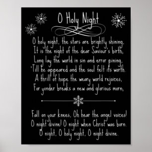 O Heilige Nacht Kerstlied Muziek Lied Tekst Poster