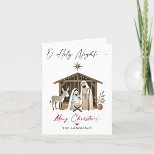 O Heilige Nacht Kerstmis Geboorte Scène Familie Fo Feestdagen Kaart