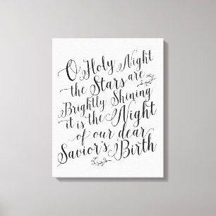 O Heilige Nacht Kerstmis Lettered Sign Canvas Afdruk