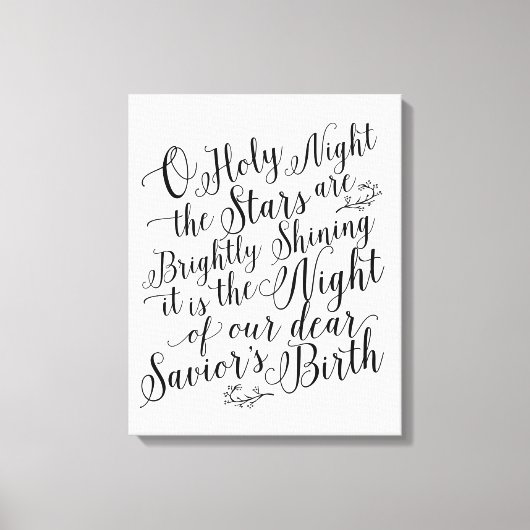 O Heilige Nacht | Kerstmis Lettered Sign Canvas Afdruk (Voorkant)