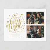 O Heilige Night Hand Lettered Custom Photo Feestdagenkaart (Voorkant)