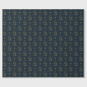 O Heilige Night Navy & Gold Cadeaupapier (Vlak)