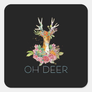 O hert Aardige Kleurrijke Hert Minimalistisch ontw Vierkante Sticker