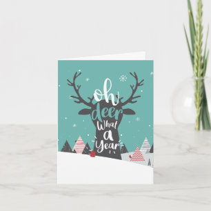 O hert wat een jaar Kerstmis Feestdagen Kaart