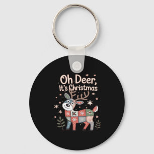 O Herten Het Is Kerstmis Miniatuur Patchwork Vierk Sleutelhanger