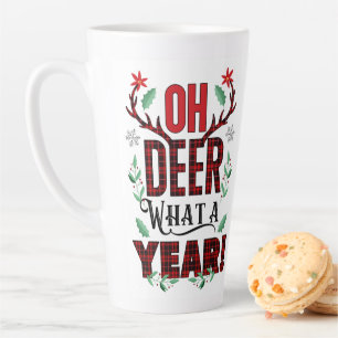 O Herten Wat een Jaar Kerst Plaid Latte Mok