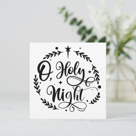 O, Holy Night Hand Lettering Script | B&W | Foto Aankondiging (Staand voorkant)