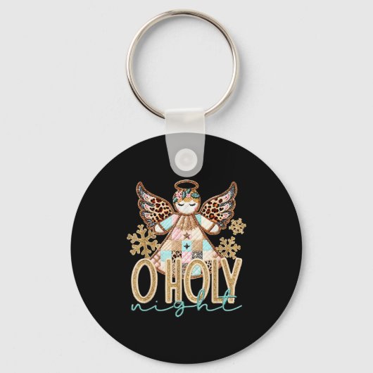 O Holy Night Patchwork Angel Christian Jesus Chris Sleutelhanger (Voorkant)