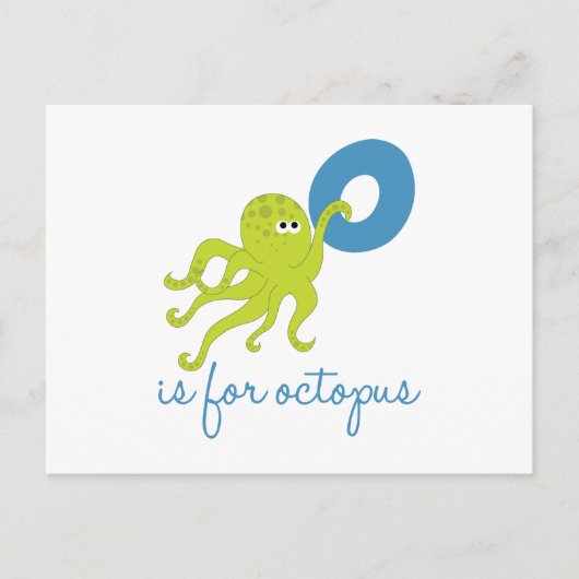 O is voor octopus briefkaart (Voorkant)
