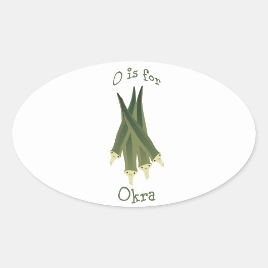 O is voor Okra Ovale Sticker (Voorkant)