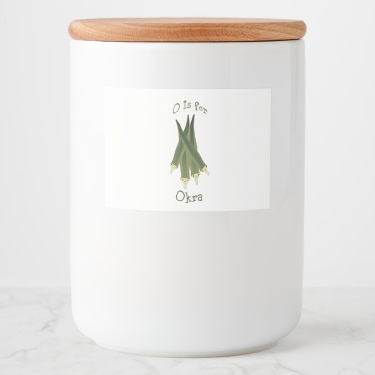 O is voor Okra Voedselcontainer Etiket (Voorkant)