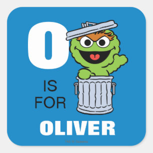 O is voor Oscar de Grouch   Jouw namen toevoegen Vierkante Sticker