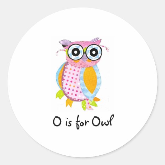 O is voor Owl Ronde Sticker (Voorkant)