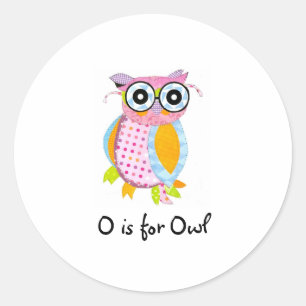 O is voor Owl Ronde Sticker